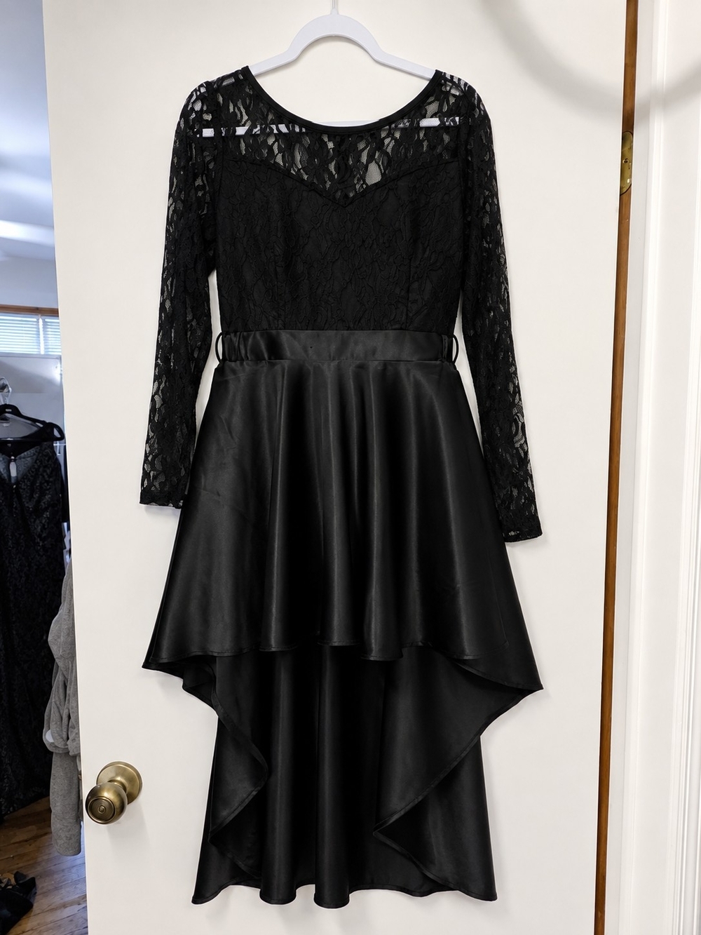 Women's Black Lace High-Low Dress